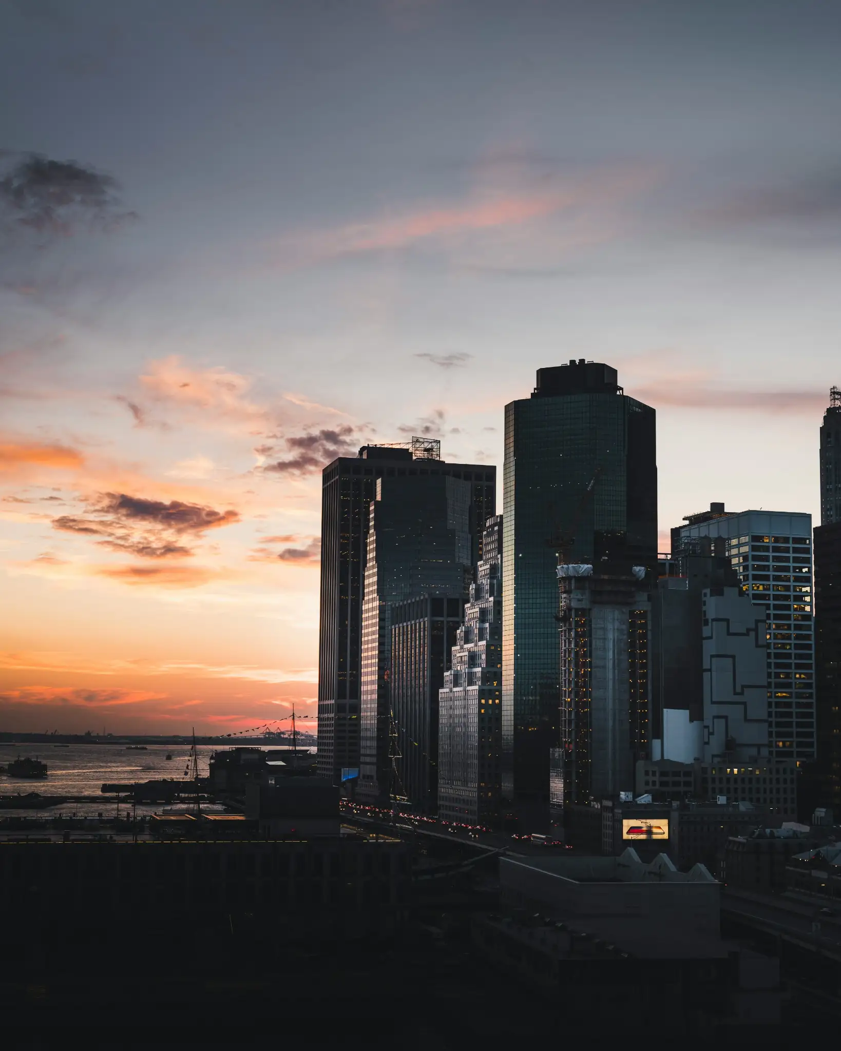 Residential towers at dusk